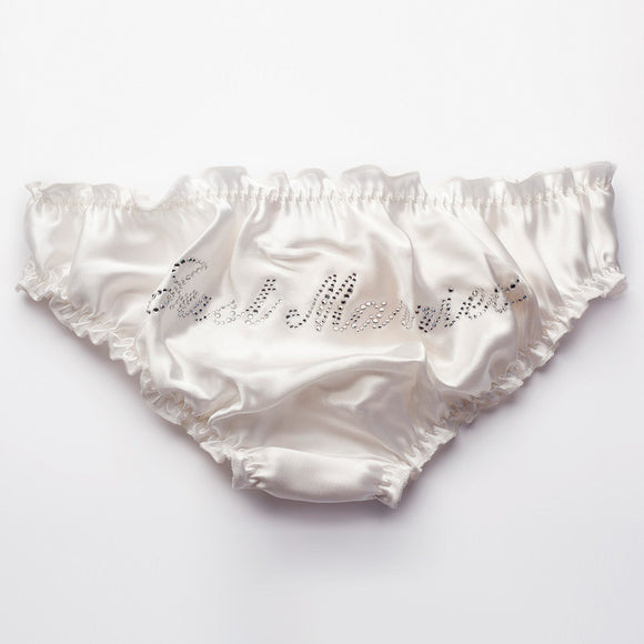 Just Married Clear Crystal - Ivory Satin Knicker